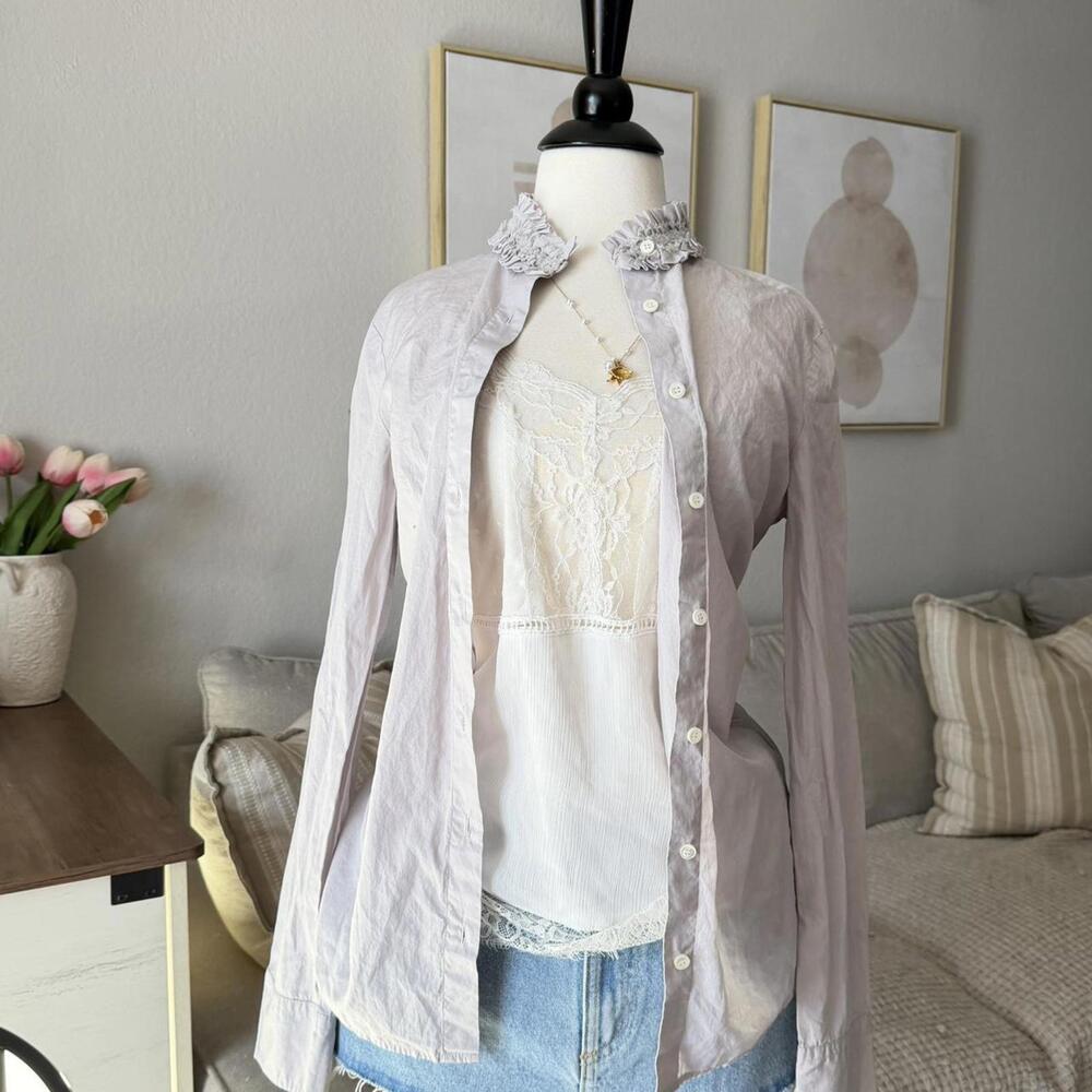 J.Crew Ruffle Collar Button Down - image 1